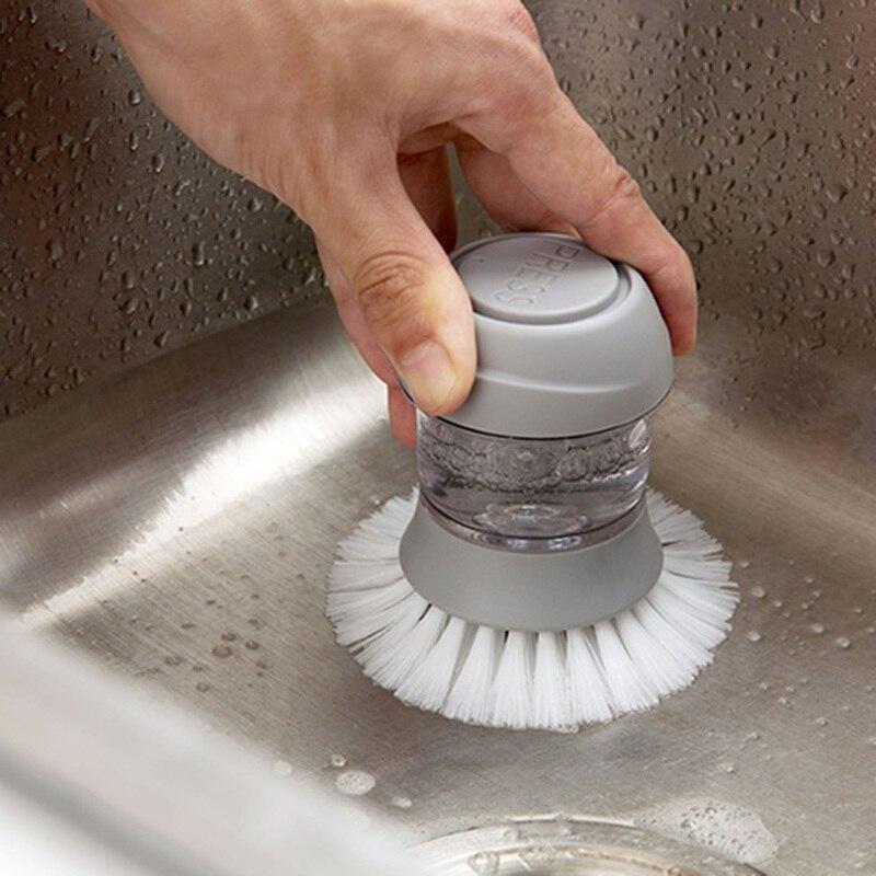 Escova De Limpeza Com Dispenser Para Sabão Líquido