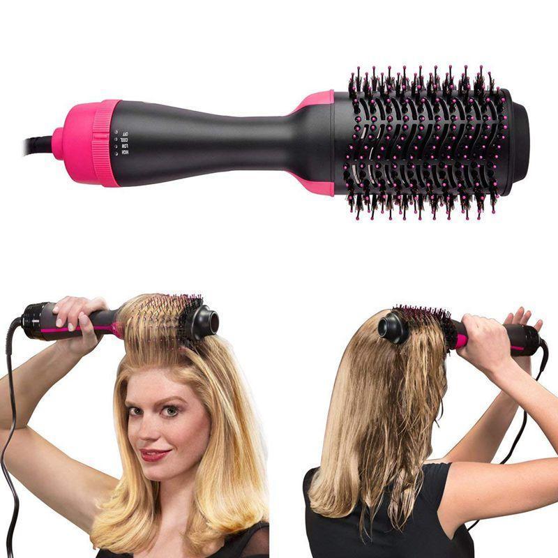 Escova para alisar cabelo 3 EM 1 – Seca, Modela e Alisa em instantes!