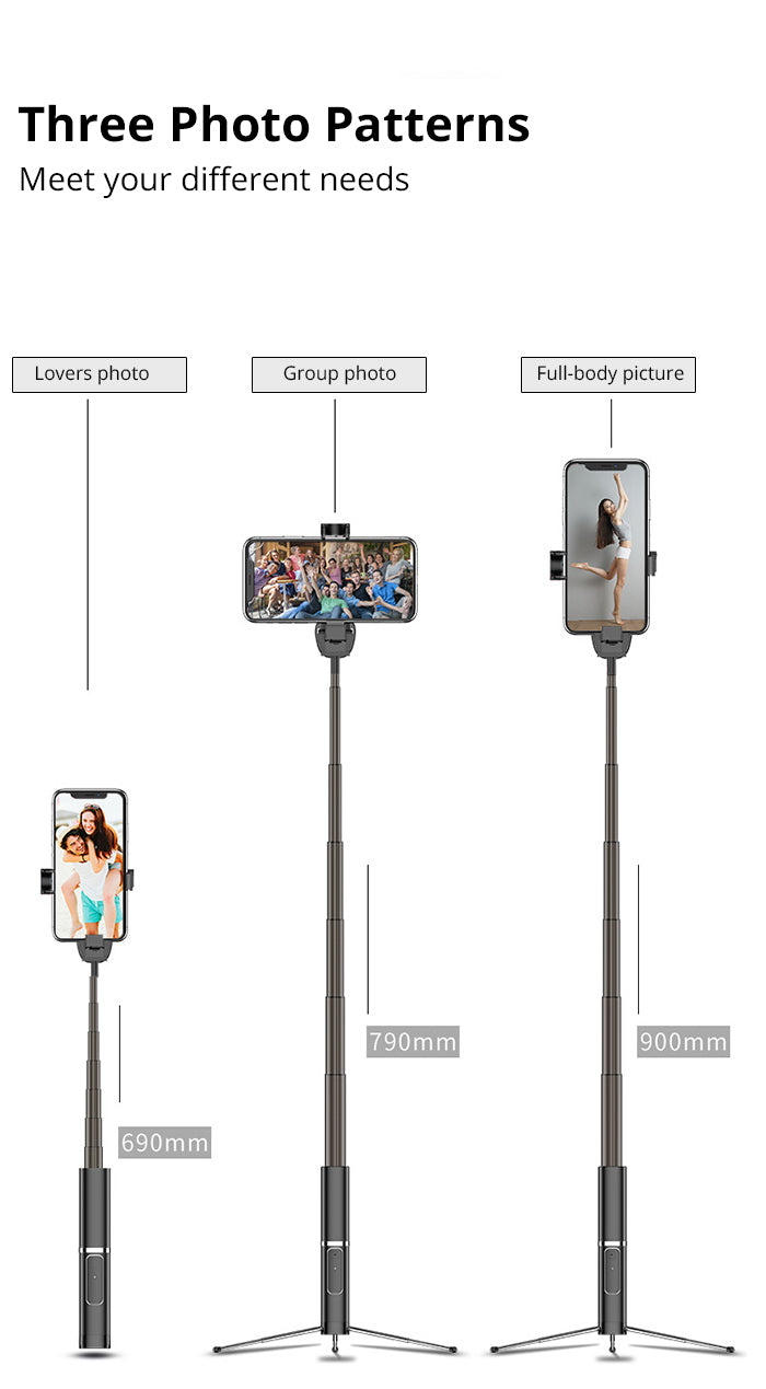 Bastão de Selfie Sem Fio de Bluetooth Pro – 3 Em 1