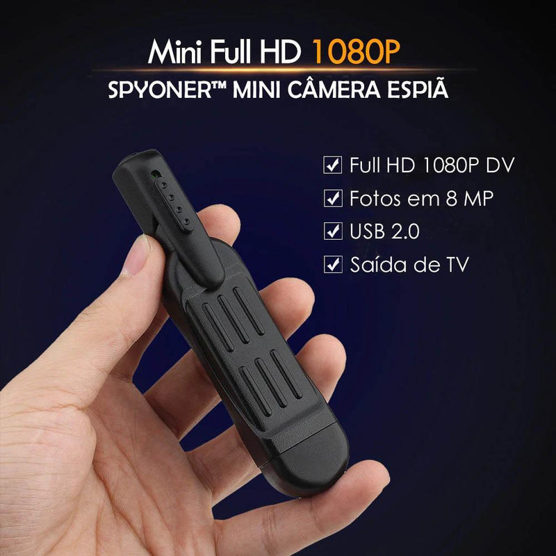 Mini Câmera Espiã Portátil, com Microfone – HD 1080p – Spyoner™